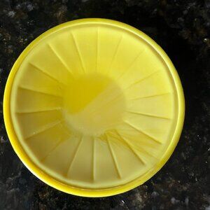 Vintage Akro Agate small interior panel plate for child's tea set yellow 3.25" d